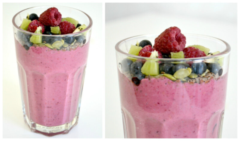 smoothie med hallon och blåbär smoothie med hallon och blåbär